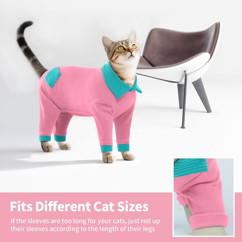 T'CHAQUE Sticky Hair Cat Clothes, Professional Recovery Suit for Cats, Anti-Shedding Shirt Outfit, Soft Pajamas for Kittens, Post-Surgery Onesie for Male & Female Cats - Image 4